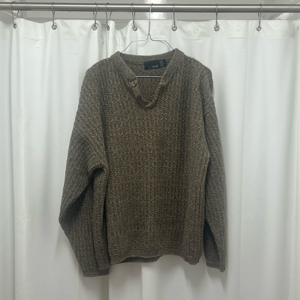 Taupe knit button-neck sweater - Men